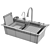 Black Stainless Steel Waterfall Kitchen Sink 3D model small image 7