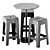  Modern Butter Bar Stool & Linear Cafe Table 3D model small image 2