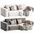 Modern Gray Corner Sofa Set 3D model small image 1