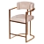 Velvet Half-Bar Stool with Backrest 3D model small image 2