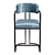 Velvet Half-Bar Stool with Backrest 3D model small image 3