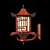 Antiqued Ming Red Wall Lantern 3D model small image 3