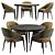 Modern Round Dining Set Furniture 3D model small image 1