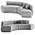 Elegant Curved Modular Fabric Sofa 3D model small image 2