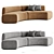 Elegant Curved Modular Fabric Sofa 3D model small image 4