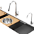 Stainless Steel Kitchen Sink Kit 3D model small image 5