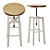 Rotating Wood and Metal Stool 3D model small image 1