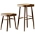 Ash Wood Stool Set 3D model small image 2