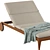 Elegant Teak Sun Lounger with Casters 3D model small image 4