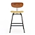 Sleek Black Iron College Stool 3D model small image 2