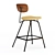 Sleek Black Iron College Stool 3D model small image 4