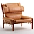 Scandi Modern Leather Lounge Chair 3D model small image 1