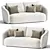 Modern Oatmeal 3 Seater Sofa 3D model small image 1