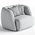 Elegant Troy Armchair Dust Blue 3D model small image 3