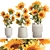 Title: Sunflower Collection in Concrete Planters 3D model small image 1