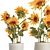 Title: Sunflower Collection in Concrete Planters 3D model small image 2