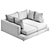 Modern Beige Chaise Longue Sofa 3D model small image 2