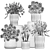 Modern Concrete Planters & Floral Collection 3D model small image 6