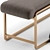 Luxury Velvet Upholstered Metal Bench 3D model small image 4