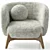 Cozy White Armchair Set, Hair & Fur 3D model small image 2