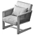 Bellamy Cane Armchair Fabric Wood 3D model small image 6