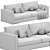 Flexform Magnum 3-Seater Fabric Sofa 3D model small image 5