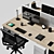  Sleek Grey Office Set 3D model small image 11