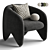 Yuzu Upholstered Armchair with Armrests 3D model small image 3