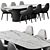 Stone Table & Dining Chairs Set 39 3D model small image 3