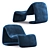 Elegant Mineira Armchair in Velvet 3D model small image 3