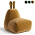 Bunny Big Velvet Beanbag Chair 3D model small image 1