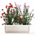 Modern White Planter Rose & Red Oleander Set 3D model small image 4