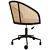 Dagmar Office Chair, Rattan Backrest 3D model small image 3