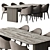 Stone Dining Table Set 37 3D model small image 3