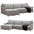 Luxury Serpentine Chaise Sectional Sofa 3D model small image 1