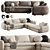  6-Seater Modern Velvet Corner Sofa 3D model small image 1