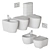 Moon Ceramic Bathroom Set 3D model small image 6