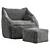 Morgan Charcoal Lounge Chair: Premium Corduroy 3D model small image 1