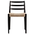 Modern Oak Chair with Rope Seat 3D model small image 1