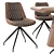 Modern Brown Dining Set with Table 3D model small image 3