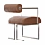 CB2 Modern Brown Leather Dining Chair 3D model small image 3