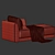 Sleek Modern Right Arm Chaise 3D model small image 4