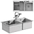 Rectangular Sink with Drainer Basket 3D model small image 5