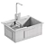 Sleek Stainless Steel Kitchen Sink 3D model small image 4