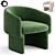 Swivel Velvet Barrel Chair 3D model small image 1