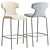 Elegant Leather Stool with Back 3D model small image 1