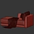 Modern Left Arm Chaise Ensemble 3D model small image 4