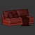 Modern Armless Loveseat Furniture Gathering 3D model small image 4