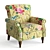 Classic Yellow Upholstered Armchair 3D model small image 7