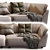  Genuine Leather Flared Arm Sofa 3D model small image 2